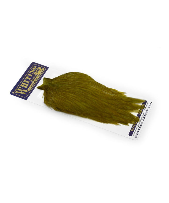 Whiting American Rooster Cape - White Dyed Dark Olive